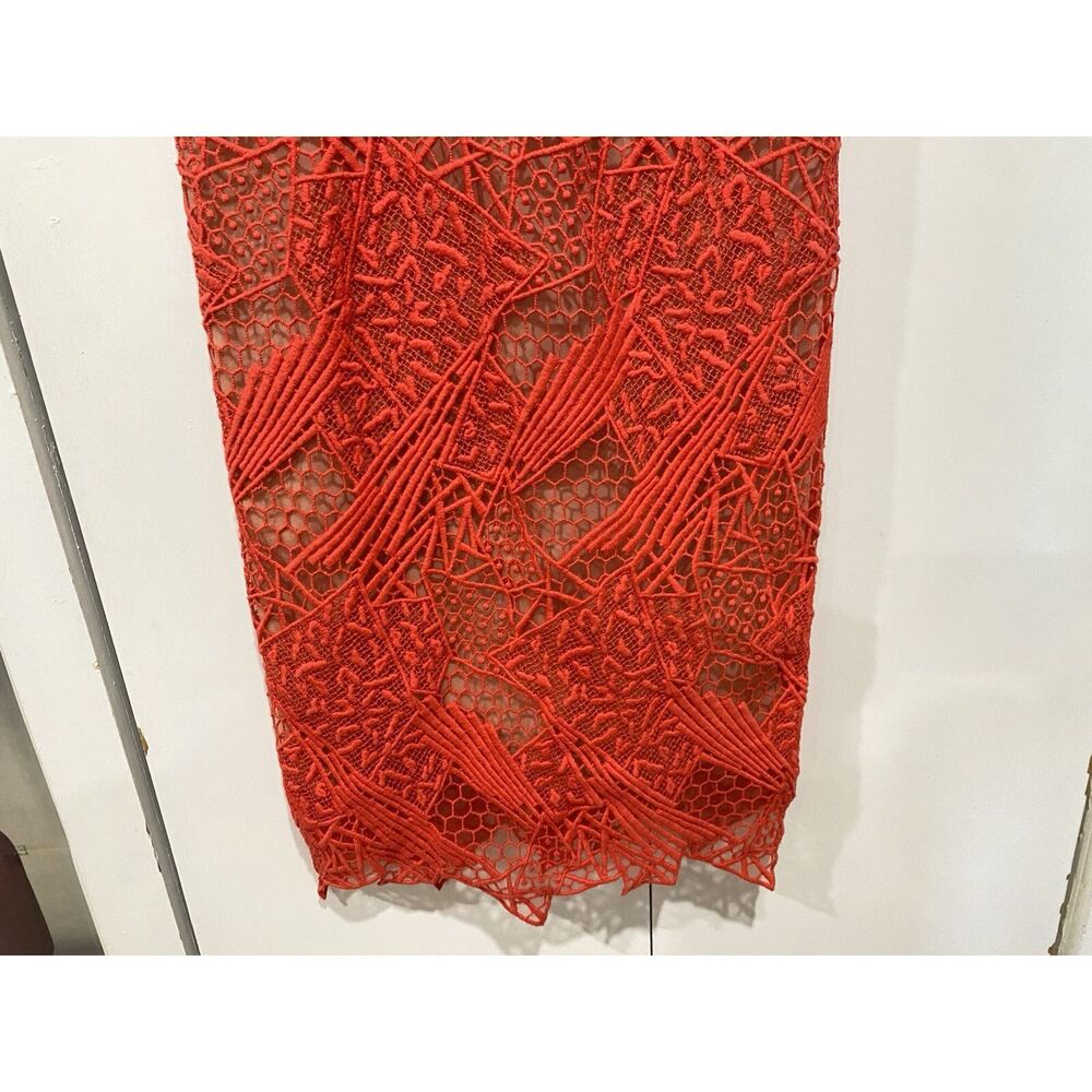 Manning Cartell Dress Red Lace sheath Medium Midi Gallery View Embroidered - Picture 13 of 16